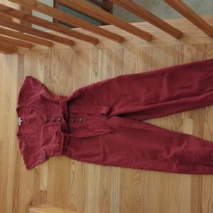 Madewell Linen Blend Red Jumpsuit